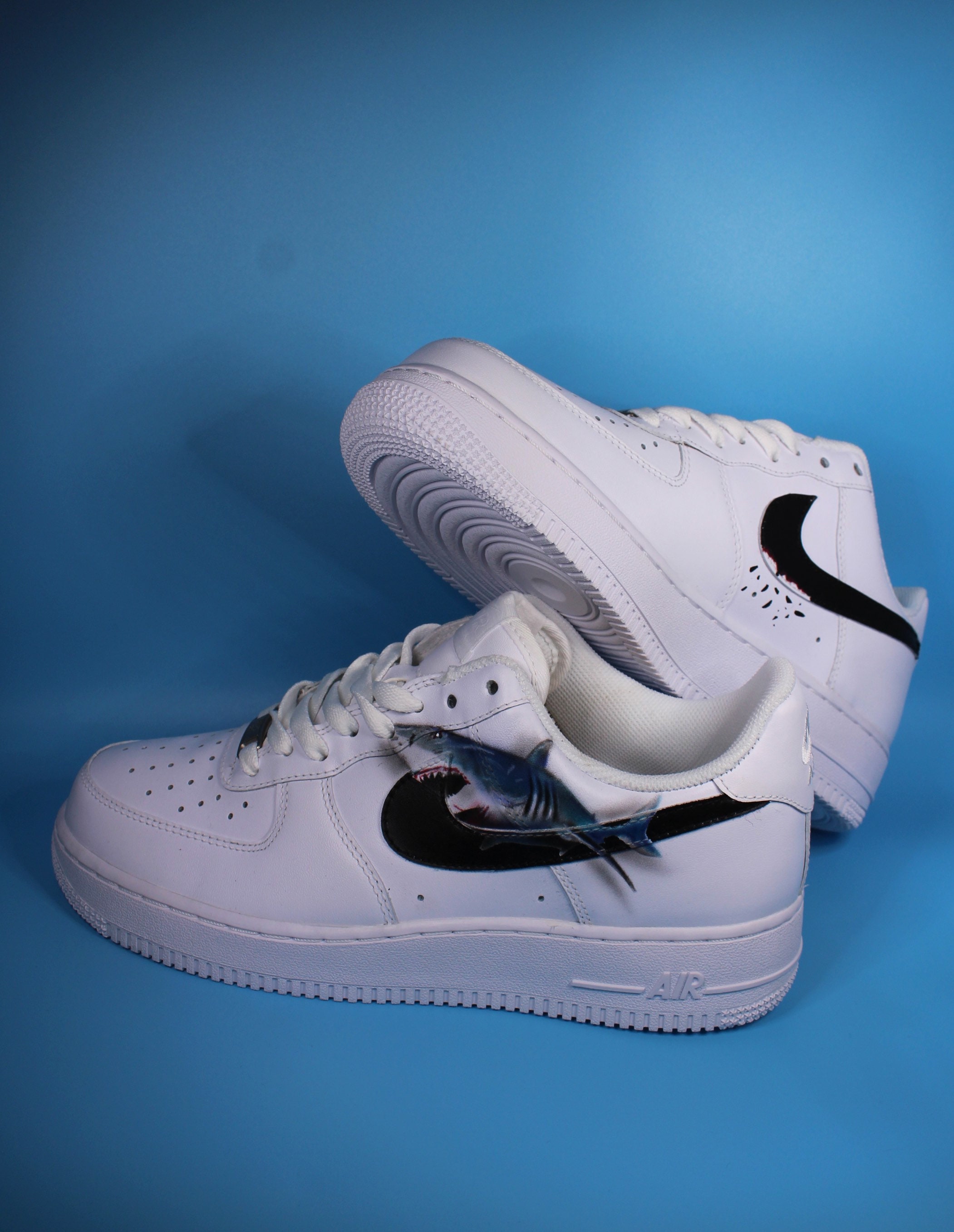 Personalizado Air Force 1 Shark Bite arte de -