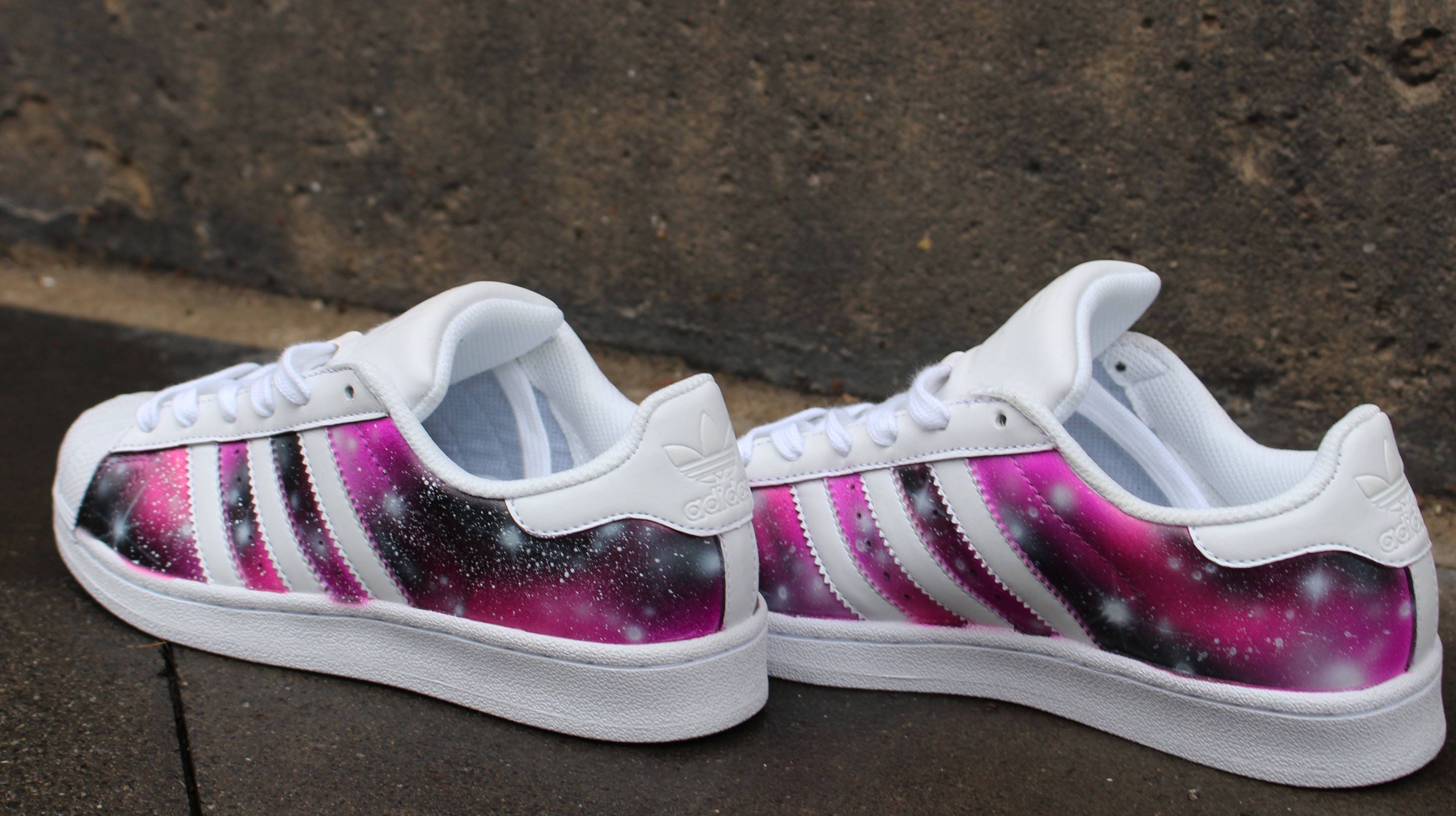 Custom Painted Adidas Superstar pink Galaxy Style 