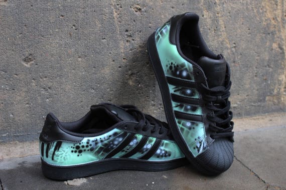 Handpainted Adidas Superstar mint Abstract - Etsy UK