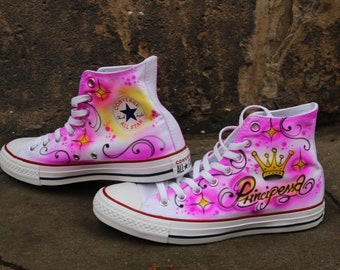 Customized airbrush converse allstar chucks principessa princess girly style ***SALE Price for a short time***