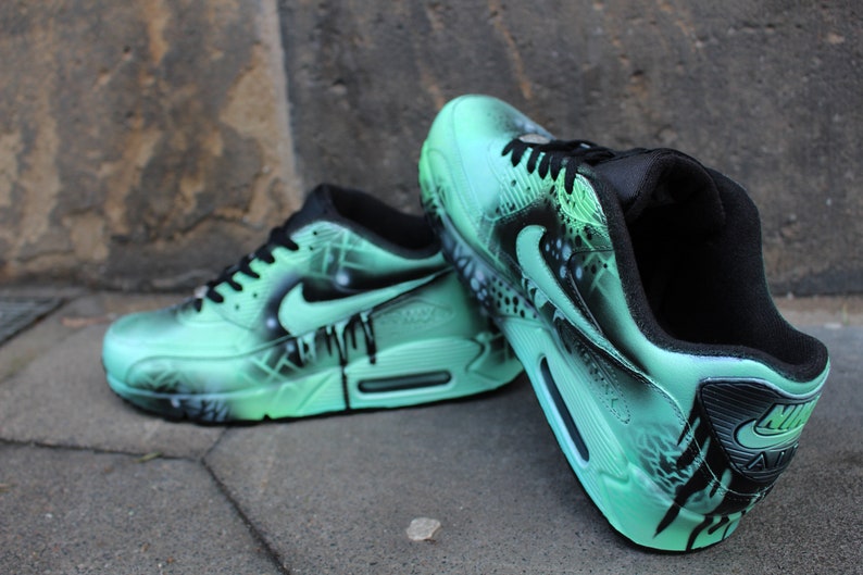 Custom Nike Air Max 90 Mint Abstract kicks unique and handpainted sneaker art image 2