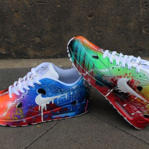 Custom Airbrush Nike Air Max 90 White Drip Galaxy Style "Unikat" Sneaker image 5