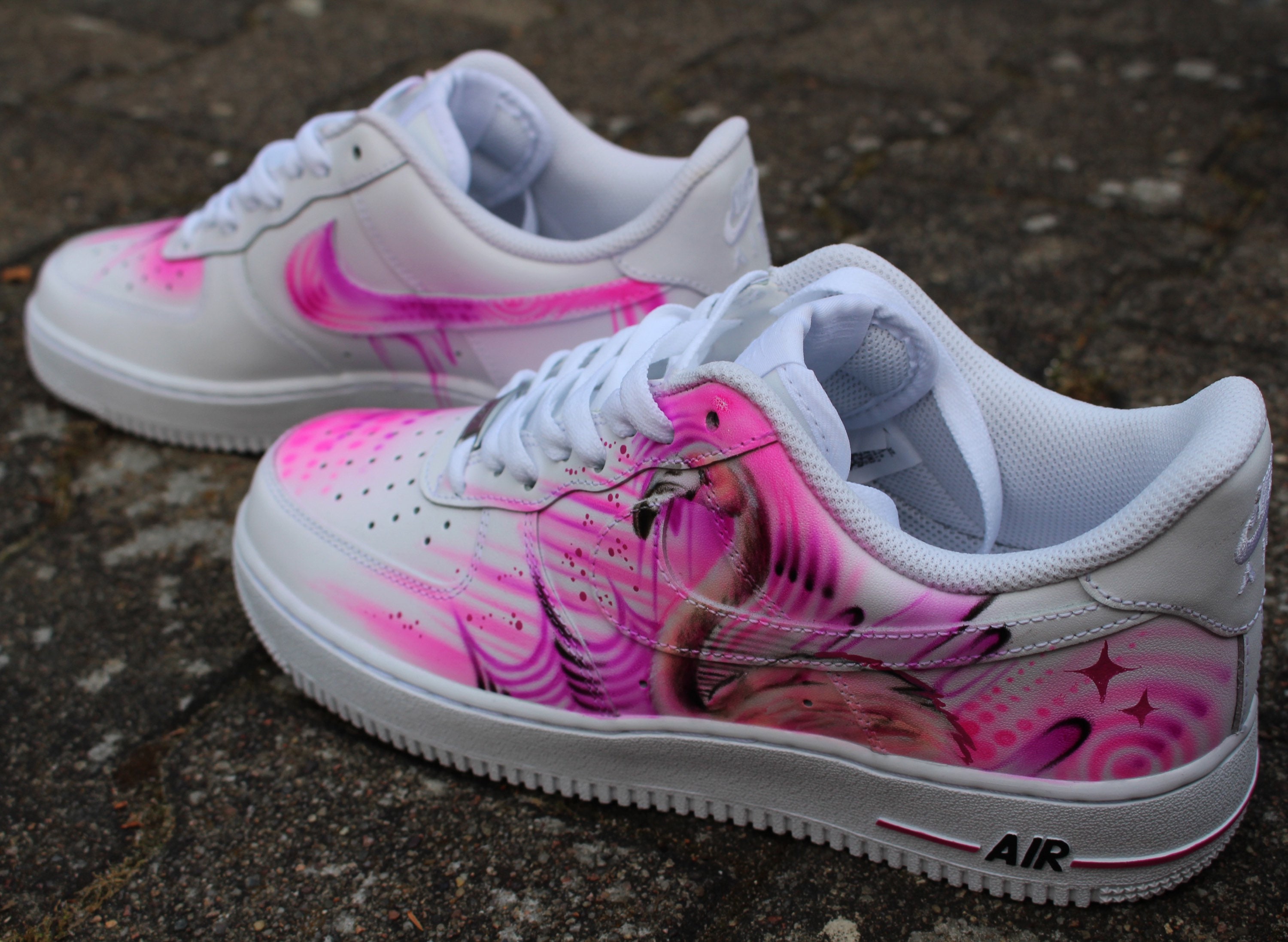 Custom Nike Air Force 1 pink Flamingo Streetart Graffiti 