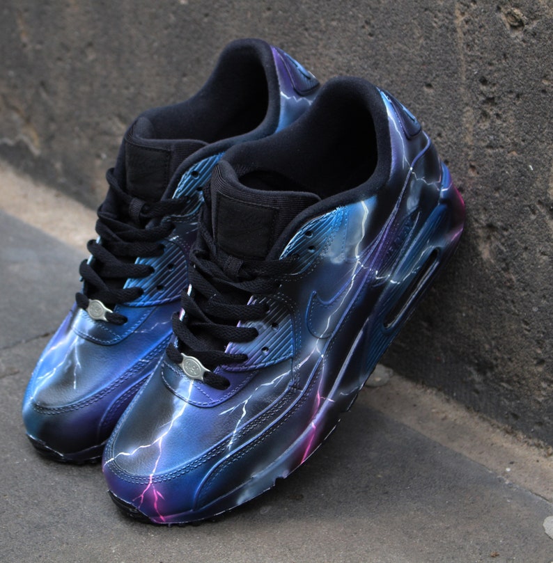 Custom Airbrush Nike Air Max 90 Thunderstorm Design Sneaker Art image 6