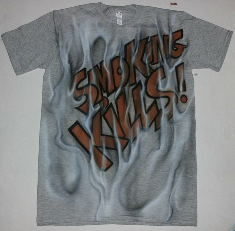 Custom Airbrush Graffiti T-Shirt Smoking Kills Streetart Fashion style image 1