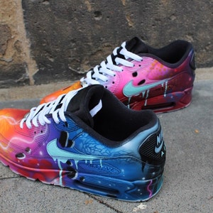 Nike Air Max 90 Blue Galaxy Style Painted Custom Shoes Sneaker Airbrush ...