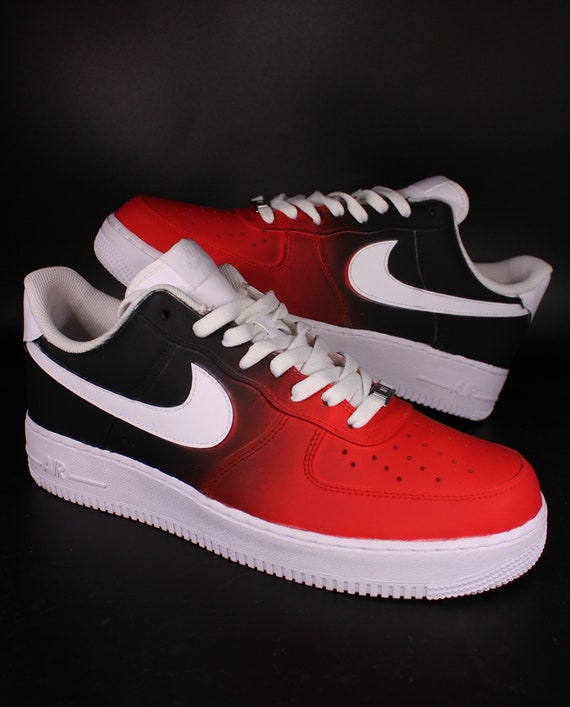 Custom Nike Air Force 1 red 2 Black Fade Unique and - Etsy