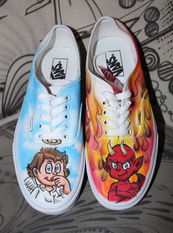 Custom Airbrush Vans Authentic Angel & Devil -