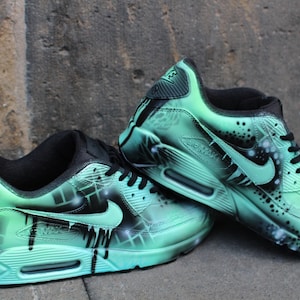 Custom Nike Air Max 90 Mint Abstract kicks unique and handpainted sneaker art image 4