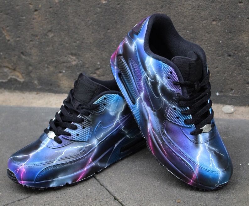 Custom Airbrush Nike Air Max 90 Thunderstorm Design Sneaker Art image 3