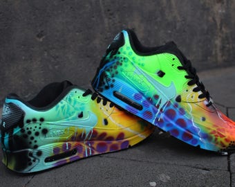 Custom painted airbrush Nike Air Max 90 Leather Galaxy | Etsy