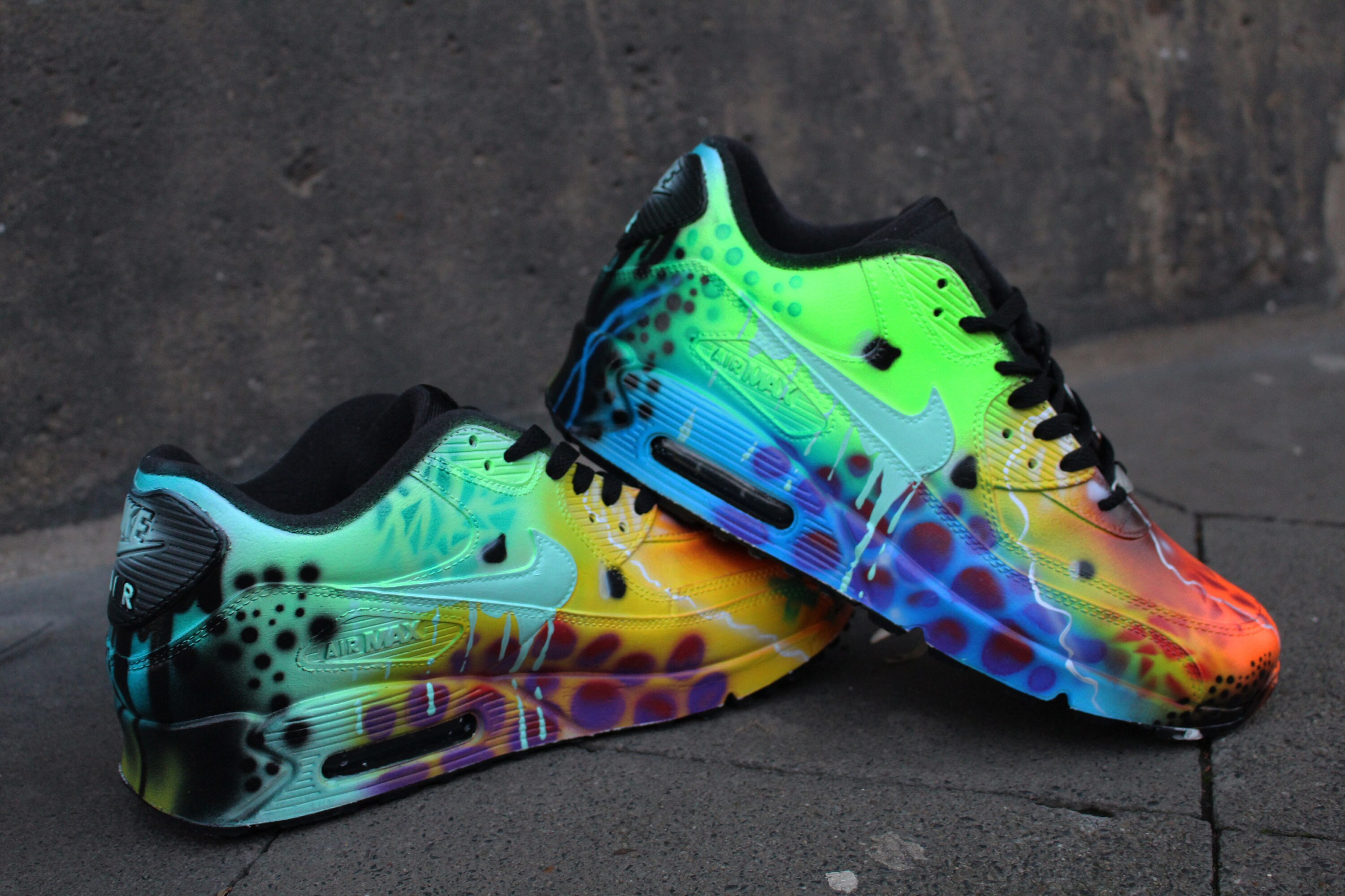 nike air max 90 blue galaxy style painted