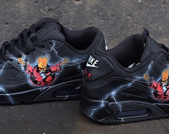 Custom Painted Nike Air Max 90 Thunderdome Techno Sneaker Art