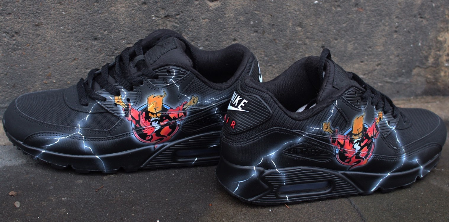 Oswald Schaken Land Custom Painted Nike Air max 90 Thunderdome Techno Sneaker Art - Etsy  Nederland