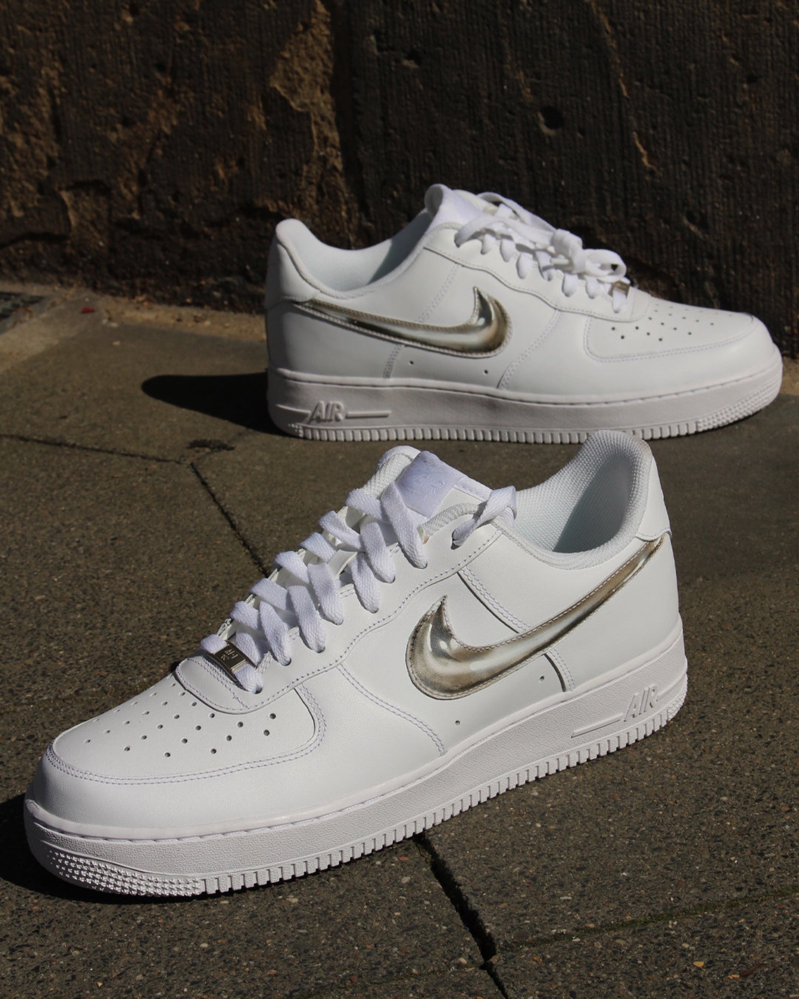 Custom Nike Air Force 1 Chrome Swoosh unique and | Etsy