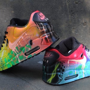 Custom Airbrush Painted Nike Air Max 90 Crazy Funky Colors UNIQUE ART ...