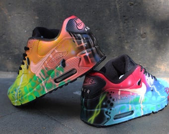 Custom Painted Nike Air max 90 Thunderdome Techno Sneaker Art