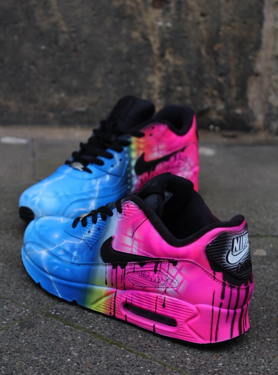 Custom Airbrush Painted Nike Air Max 90 Crazy Funky Colors 