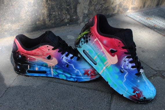 Custom Airbrush Painted Air Max 90 Crazy Funky Colours Etsy