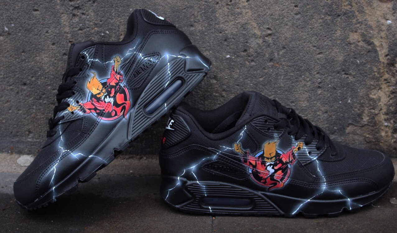 Custom Painted Nike Air max 90 Thunderdome Techno Sneaker Art
