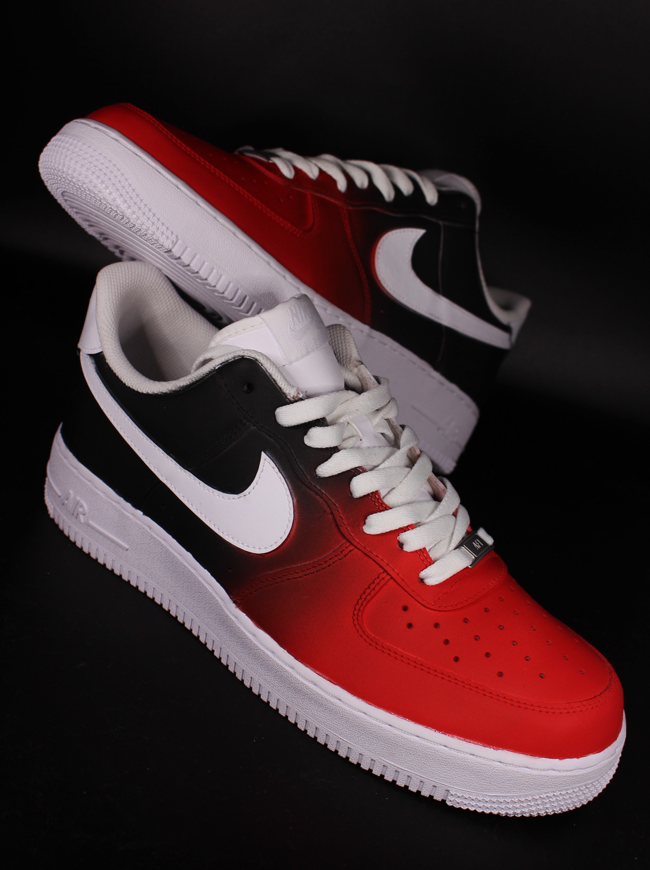 Custom Nike Air Force 1 red 2 Black Fade Unique and 