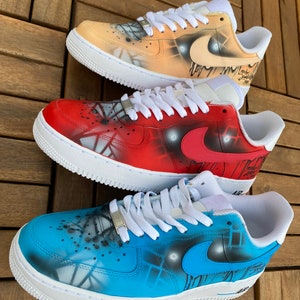 Custom Nike Air Force 1 Peach abstract unique and handpainted sneaker art image 3