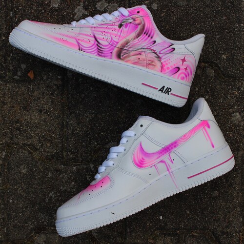 Custom Nike Air Force 1 pink Flamingo Streetart Graffiti - Etsy