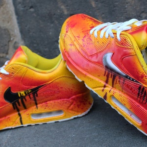 Painted Custom Nike Air Max 90 Kill Bill Graffiti Yellow Blood Style *UNIKAT* Airbrush Streetart Sneaker