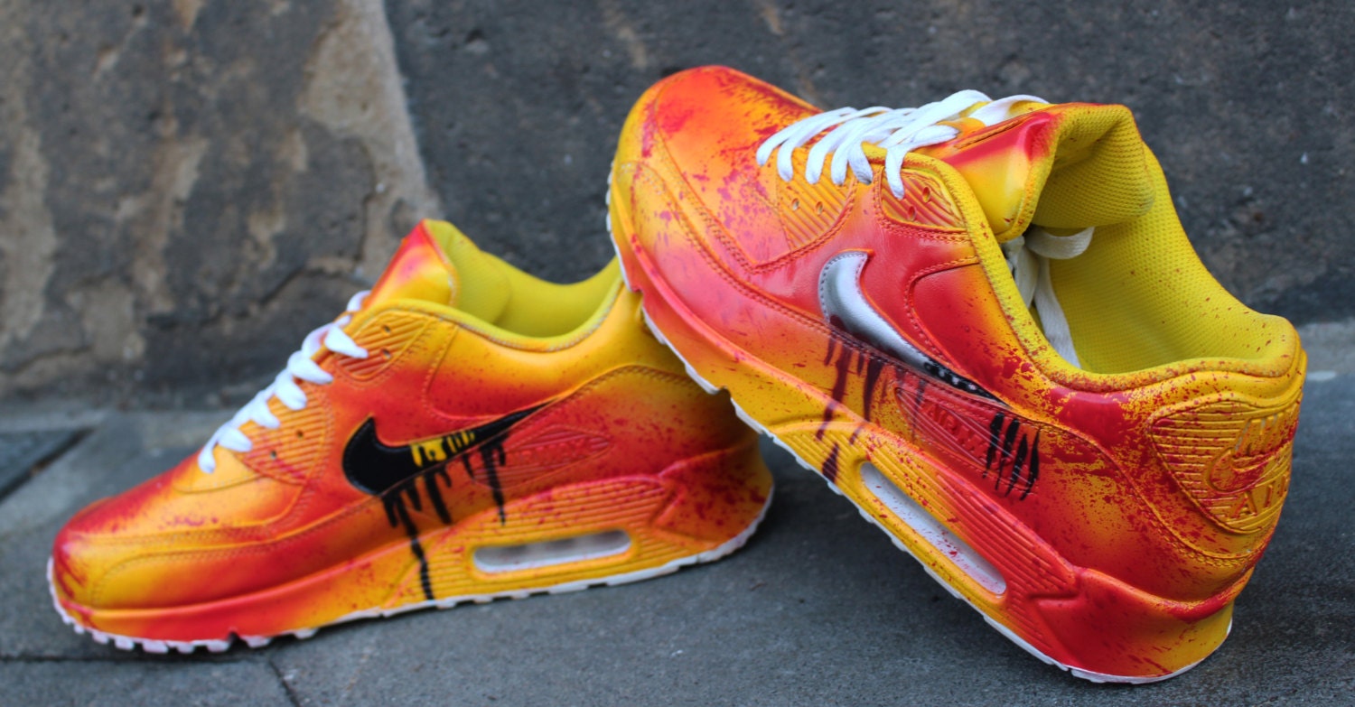 Painted Custom Nike Air Max 90 Kill Bill Graffiti Yellow Blood  Etsy