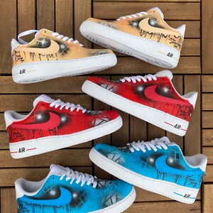 Custom Nike Air Force 1 Peach abstract unique and handpainted sneaker art image 2