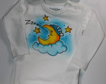 Designer Baby airbrush set with body and beanie sweet moon and stars with individual text or name
