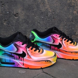 Consulaat Omkleden Extreem Custom Nike Air Max 90 neon Flash Airbrush Sneaker - Etsy