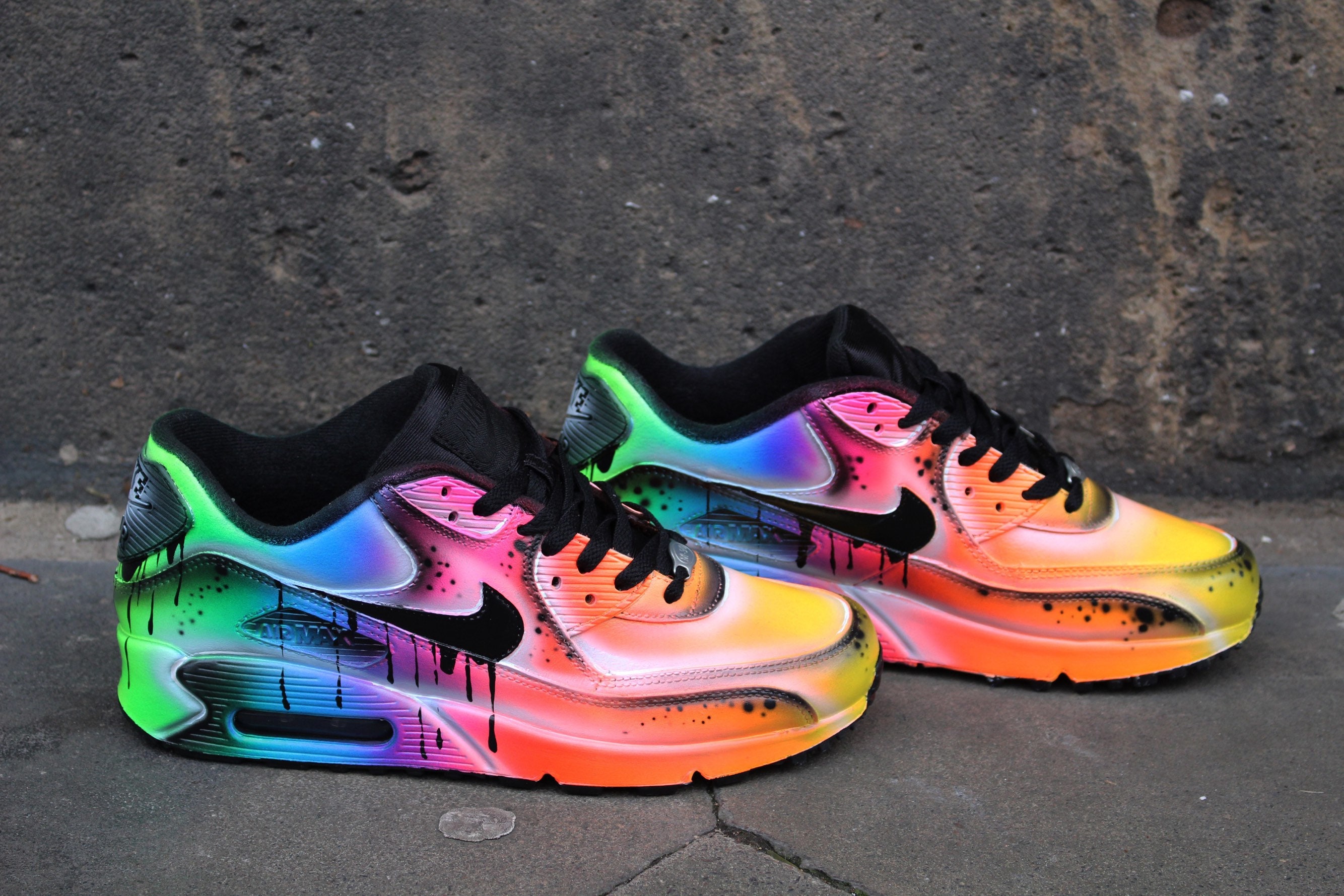Nike Air Max neon Flash Airbrush Sneaker - Etsy