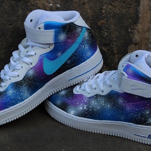 Nike Air Force 1 Mid GALAXY Style Airbrush painted shoes