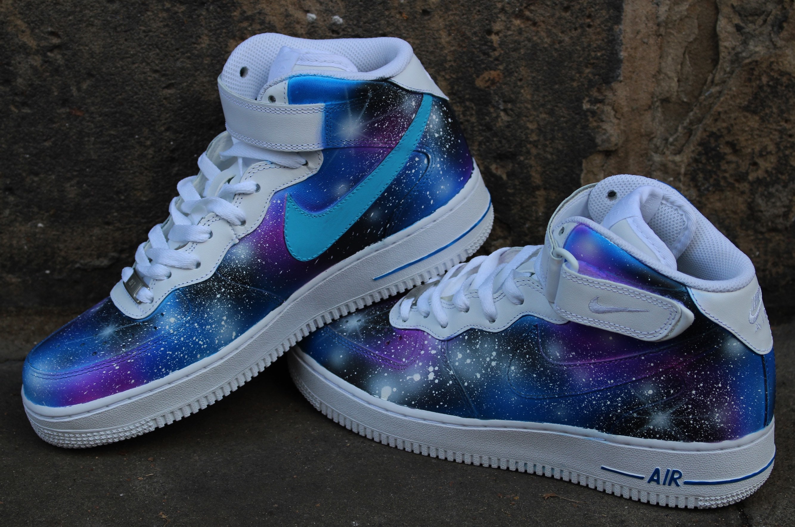 Mid GALAXY Style Airbrush Painted Shoes 