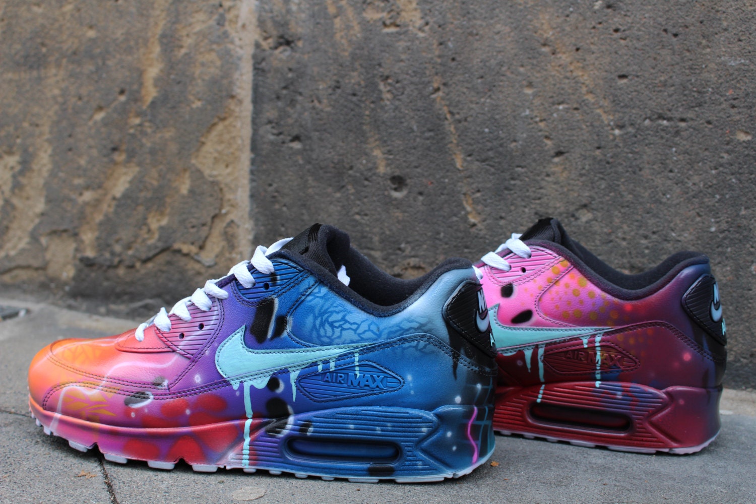 suizo incluir Unión Nike Air Max 90 Blue Galaxy Style Painted Custom Shoes Sneaker - Etsy España