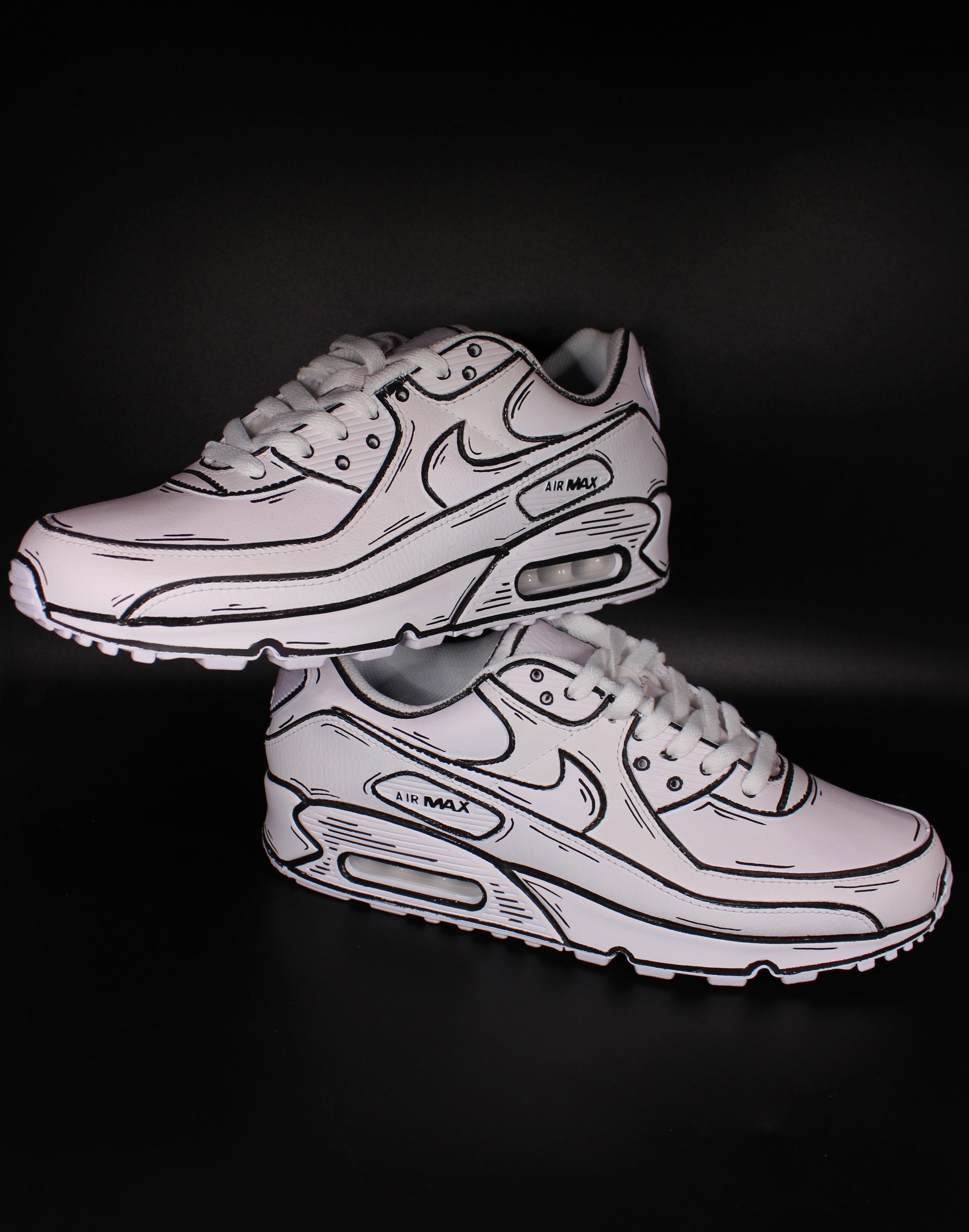 Custom Nike Air Max 90 comic Black u0026 White Unique - Etsy UK