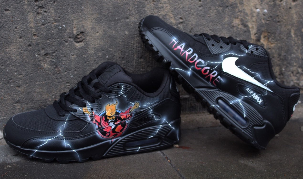 Desgastar Saliente Molestia Custom Painted Nike Air max 90 Thunderdome Techno Sneaker Art - Etsy España