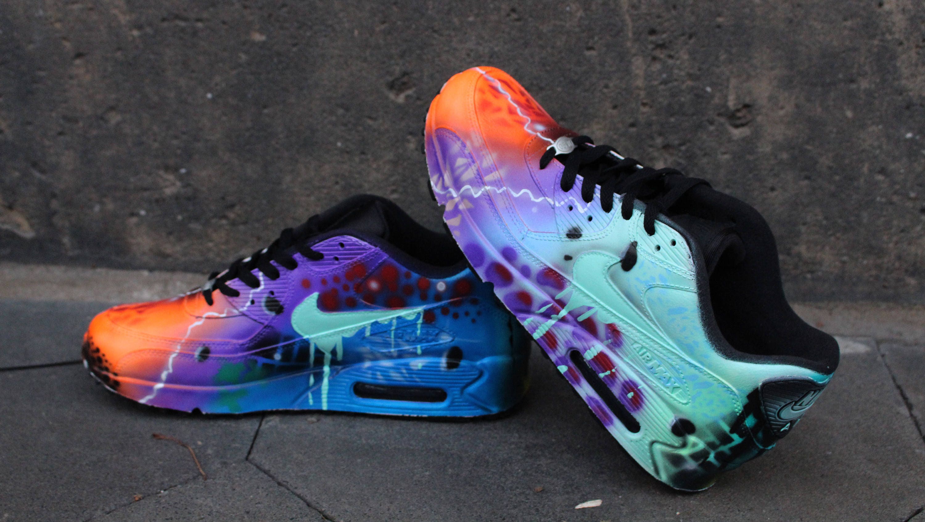 Custom painted airbrush Nike Air Max 90 Leather Galaxy Etsy