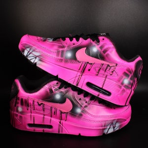 Custom Nike Air Max 90 "Pink Abstract" kicks unique and handpainted Sneaker art