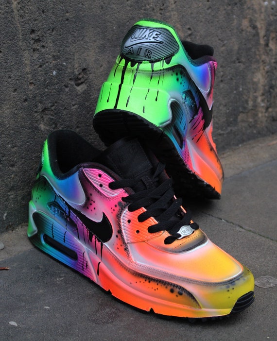 Custom Nike Air Max 90 neon Flash Airbrush Sneaker 