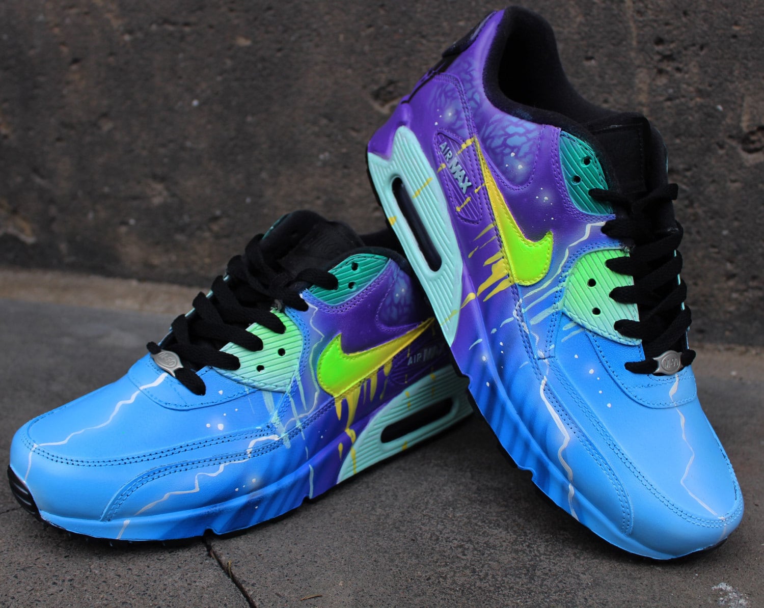 Nike Air Max 90 Blue Galaxy Style Painted Custom Shoes Sneaker -  Canada