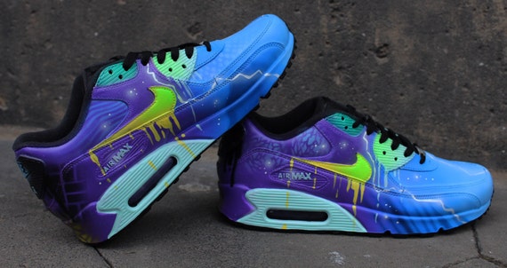 Nike Air Max 90 Blue Galaxy Style Painted Custom Shoes Sneaker