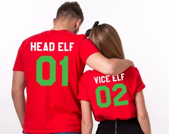 Christmas Head Elf Vice Elf Holiday Crewnecks Couple Sweatshirts