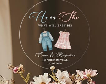 Gender Reveal Cake Topper, He or She Cake Decor, Boy or Girl Party Decorations, Custom Acrylic Cake Topper, Baby Shower Decorations