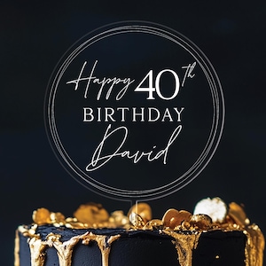 Custom Name Cake Topper for Birthday, 50th Birthday Acrylic Cake Topper, Personalized 50th Anniversary Cake Topper, 18th 30th 40th Birthday