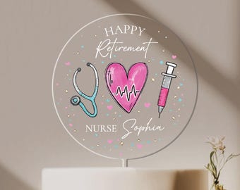 Nurse Retirement Cake Topper, RN Retirement Party Decor, Custom Acrylic Cake Topper, Retirement Gift for Nurse