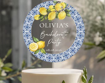 Bridal Shower Cake Topper, Bachelorette Party Decor, Mediterranean Theme Bridal Party, Modern Bridal Shower Decor