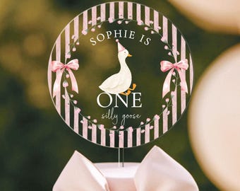 One Silly Goose Birthday Cake Topper, 1st Birthday Cake Topper, Silly Goose Birthday Party, Birthday Cake Decorations