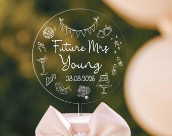 Future Mrs Cake Topper, Bridal Shower Cake Topper, Coquette Bow Bachelorette Party Decor, Custom Bridal Party Decorations